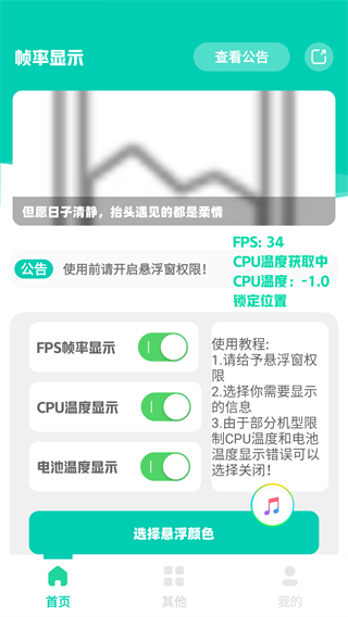 
帧率显示器 实时显示