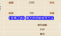 《英勇之地》魔术师技能使用方法