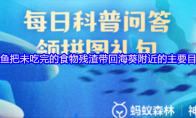小丑鱼把未吃完的食物残渣带回海葵附近的主要目的是
