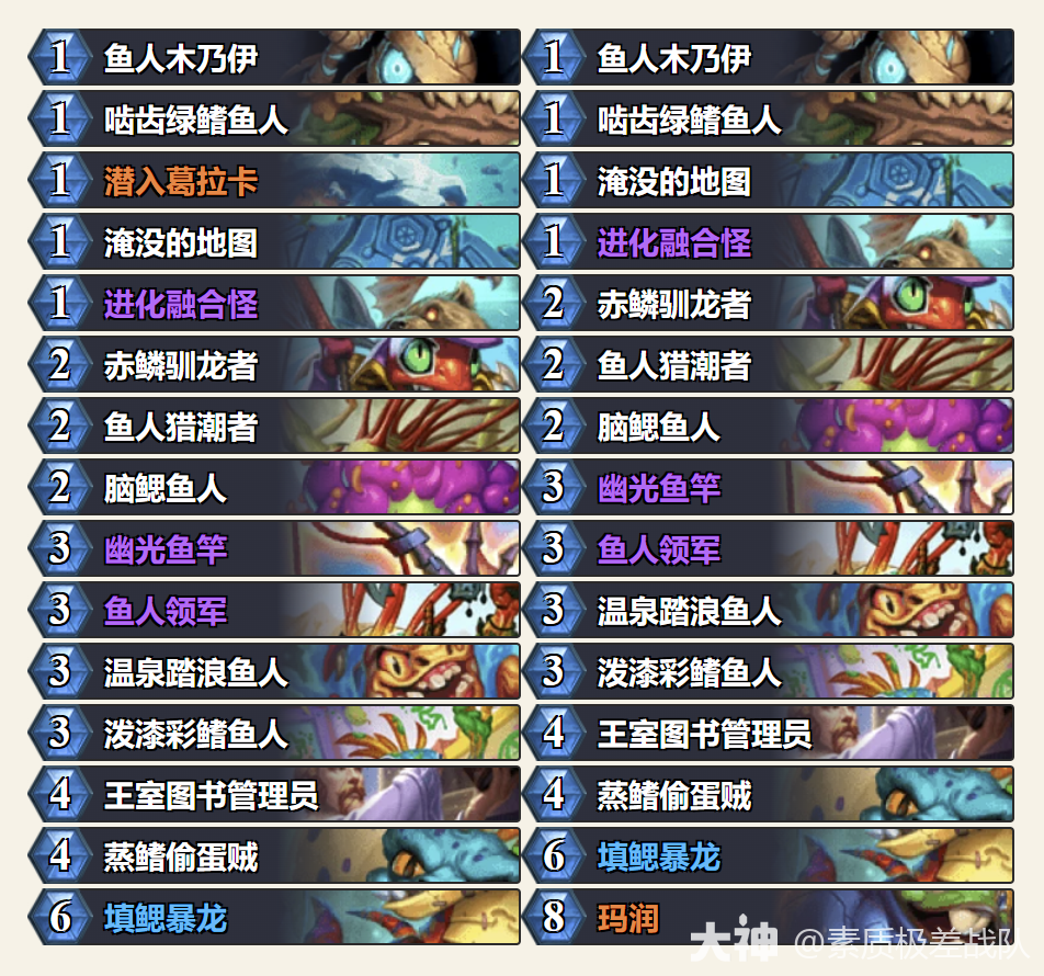 炉石传说33.0.3鱼人骑卡组代码推荐