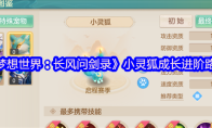 《梦想世界：长风问剑录》小灵狐成长进阶路线