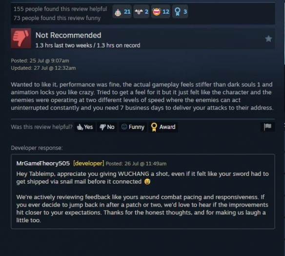 《明末：渊虚之羽》动作问题引争议，505Games回应(图2)