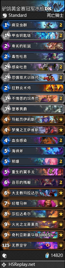 炉石传说黄金赛冠军水蛭DK卡组怎么搭配 炉石传说黄金赛冠军水蛭DK代码分享7月(图2)