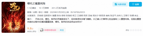 《哪吒之魔童闹海》网播上线！B站播放量已突破1亿！(图1)