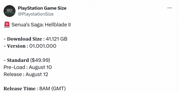 《地狱之刃2：塞娜的史诗》PS5版大小曝光：41GB！(图1)