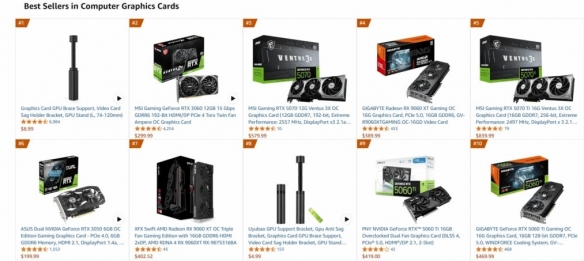 亚马逊最热销显卡榜：3060卖的最多 5070紧随其后！(图1)