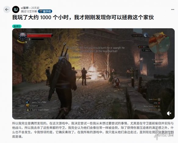 《巫师3》玩家经历数千小时游玩新发现：术士可以救！(图2)