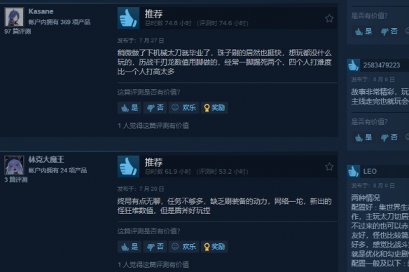 《怪物猎人：荒野》口碑回升至21% 好评率小幅回暖(图3)