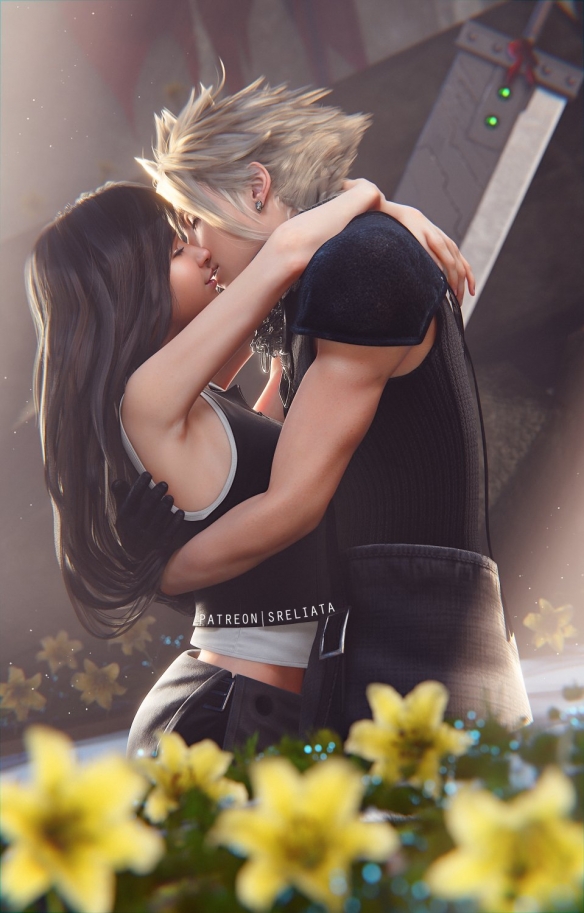 《最终幻想7RE》蒂法3D美图赏：与克劳德激情热吻！(图2)