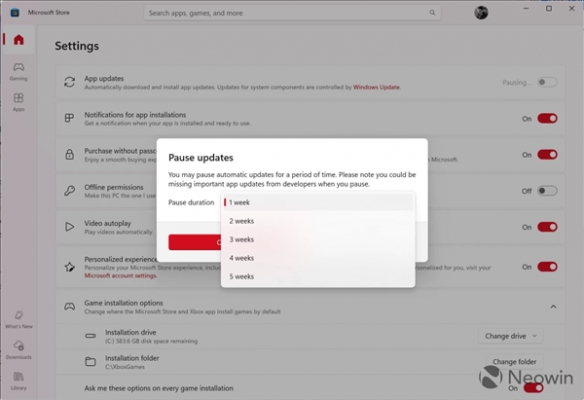 暂停更新期限最长五周！微软应用商店将强制更新软件(图2)