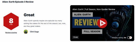 《异形：地球》美剧第三集获IGN8分:剧情铺垫精彩绝伦(图1)