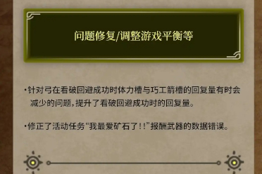 《怪物猎人：荒野》更新补丁上线 弓箭看破能力加强