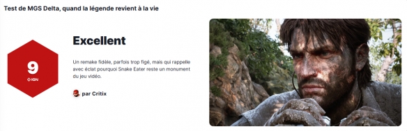 《合金装备3RE》IGN法国 9分：不朽经典的绝佳证明！(图1)