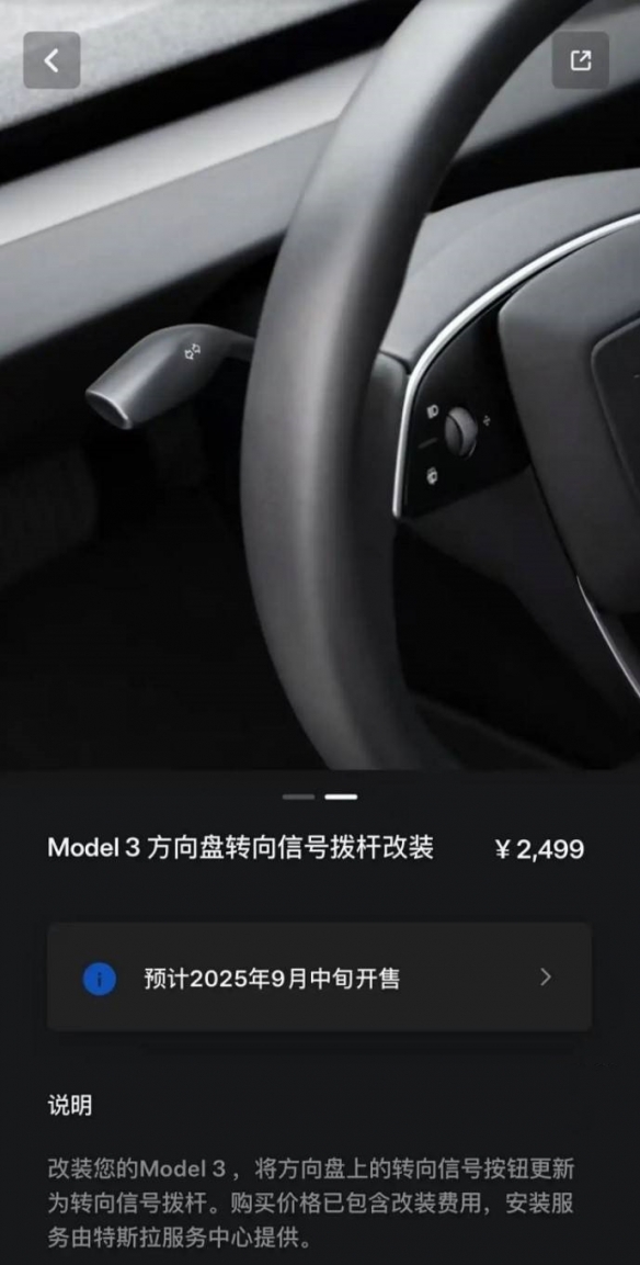 这也要付费装？特斯拉中国Model 3加装转向灯拨杆！(图2)