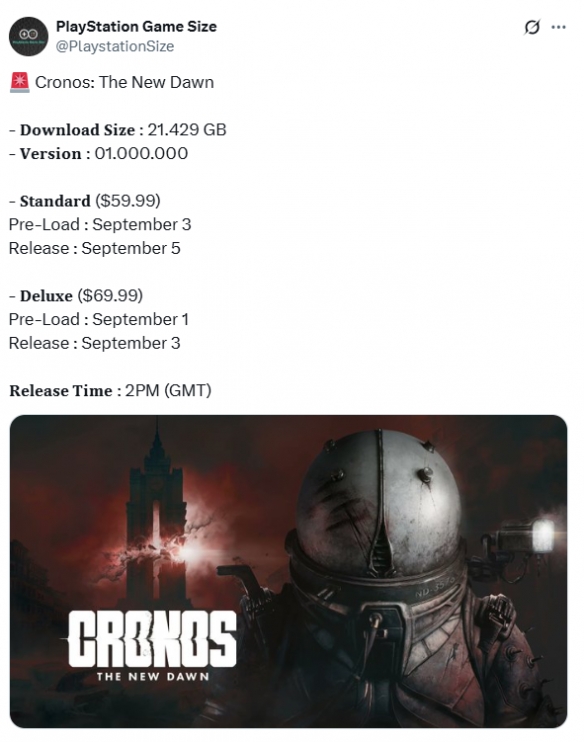 《时间旅者：重生曙光》PS5版容量大小曝光：约21GB！(图2)