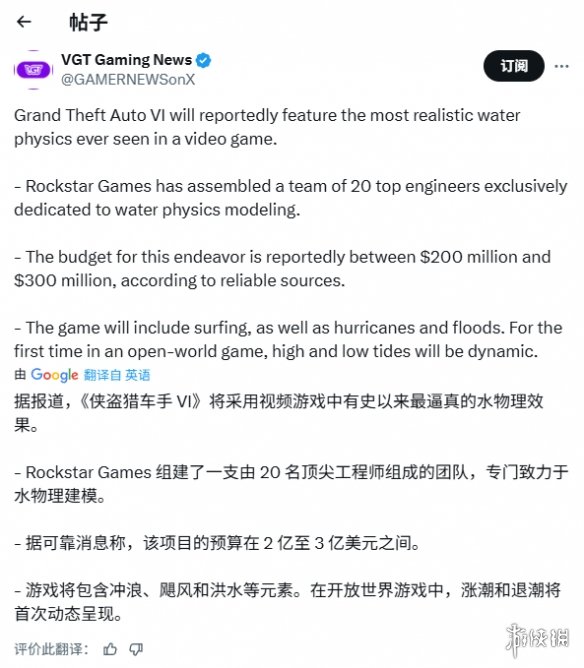 报道称《GTA6》投入2亿升级水体物理系统 新增动态潮汐(图2)