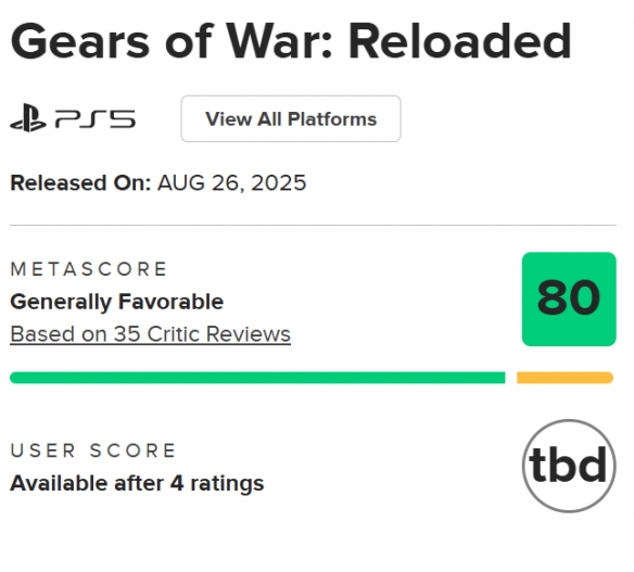 《战争机器：重装上阵》M站80分：重温经典的绝佳方式(图1)