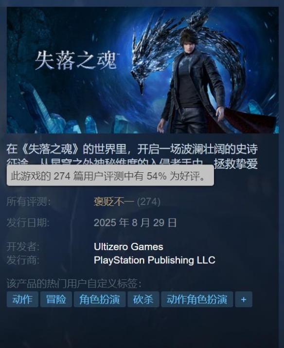 《失落之魂》Steam褒贬不一：优化差、动画帧数低等(图1)