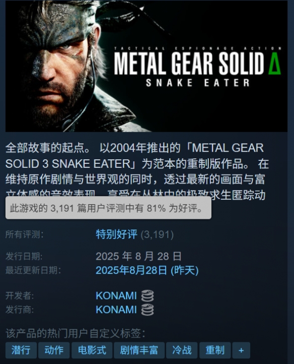仅发售一天！《合金装备3：重制版》已经惨遭破解！(图3)