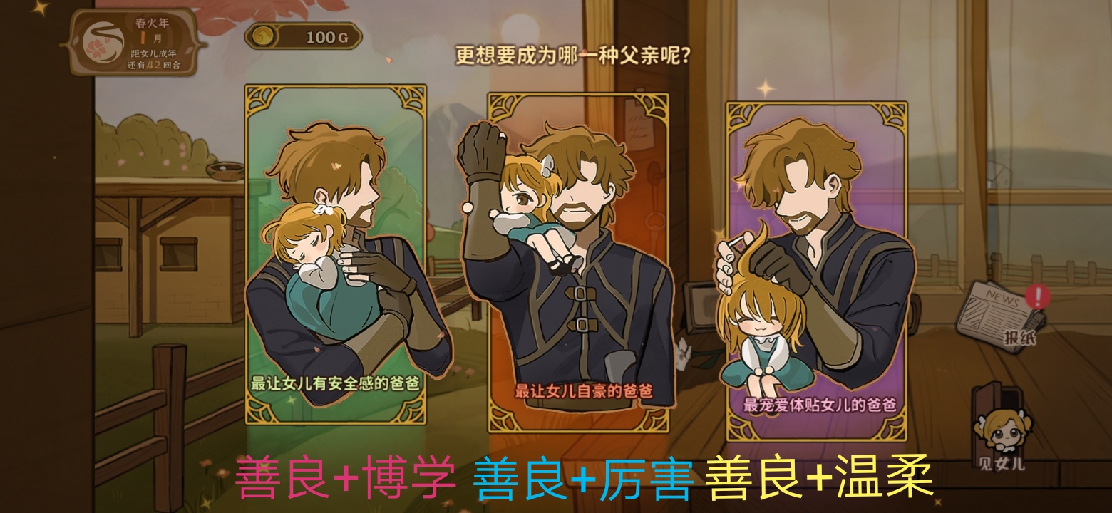 《火山的女儿：再度重逢》不同事件选项对父亲属性加成分享