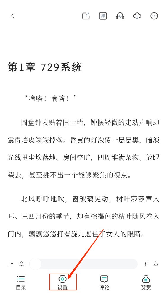 《长佩阅读》翻页设置入口