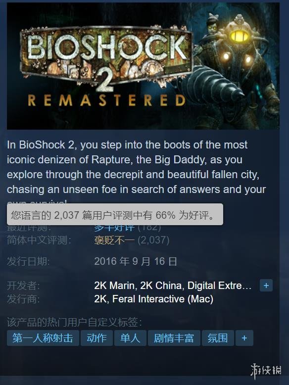 《生化奇兵2》捆绑包1.5折史低：仅需9.6元即可入手(图2)