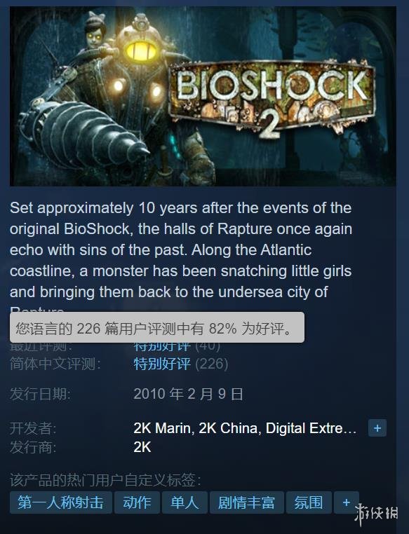 《生化奇兵2》捆绑包1.5折史低：仅需9.6元即可入手(图1)