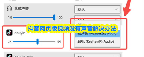抖音网页版视频没有声音解决办法(图1)
