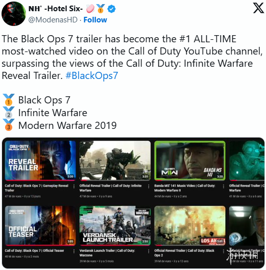 黑红也是红！《使命召唤黑色行动7》预告片刷新纪录(图1)