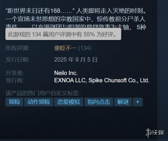 小高和刚《终天教团》Steam褒贬不一：曾临时涨价(图1)