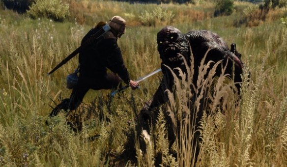 《巫师3》食尸鬼暗黑MOD！青黑色皮肤+血红獠牙荧光化(图5)