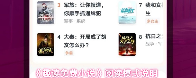 《趣读免费小说》阅读模式说明