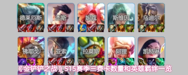 《金铲铲之战》S15赛季三费卡数量和英雄羁绊一览