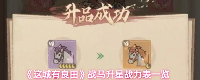 《这城有良田》战马升星战力表一览