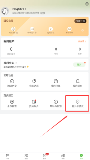 《甜瓜小说》青少年模式开启方法(图3)