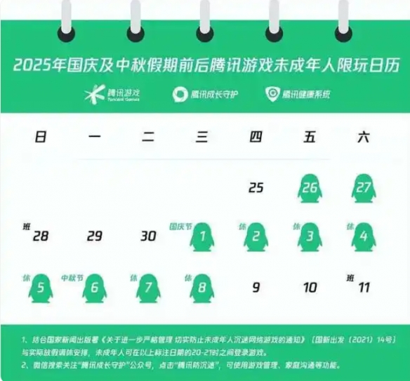 共10小时！腾讯网易发布国庆中秋未成年人限玩通知(图2)