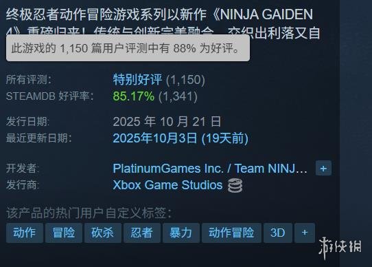 爷青回！《忍龙4》Steam首日在线破万 简中好评超90%(图2)