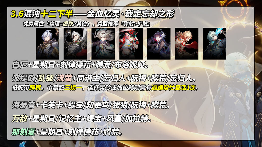 《崩坏：星穹铁道》V3.6混沌回忆13支满星配队推荐