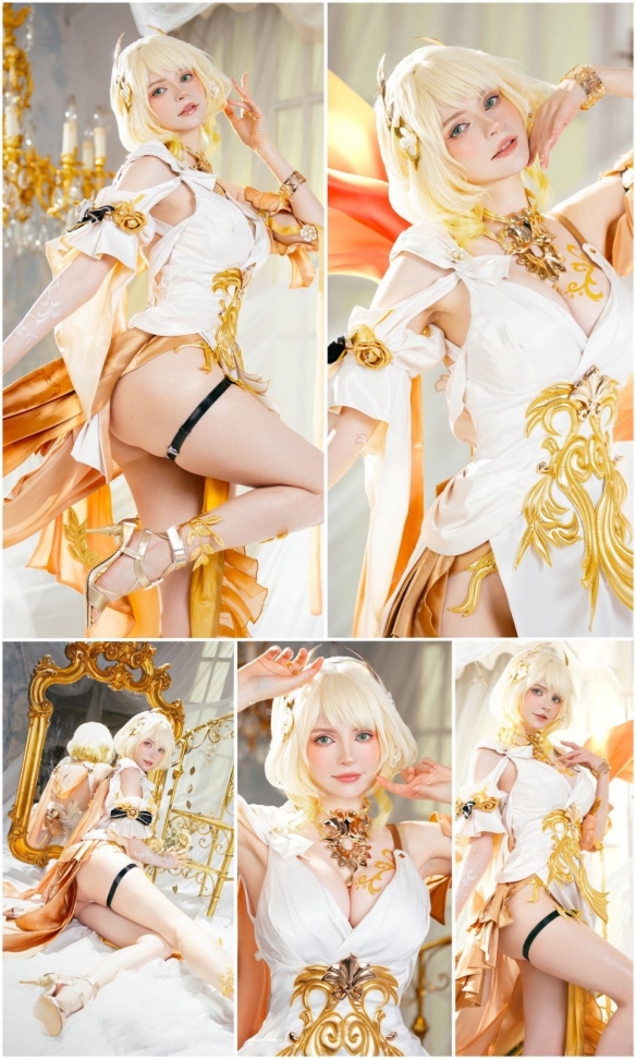 碍事梨体模COS《妮姬》新角色：性感花嫁姿势大胆！(图5)