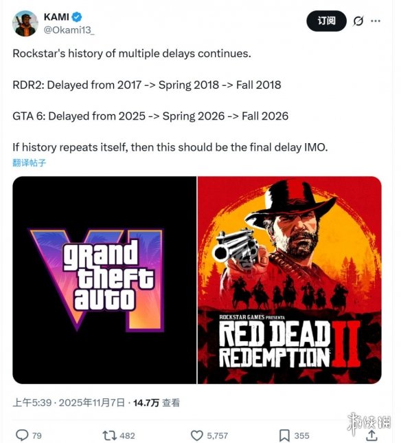 参照大表哥2跳票先例 网友推测GTA6此次为最终延期(图2)