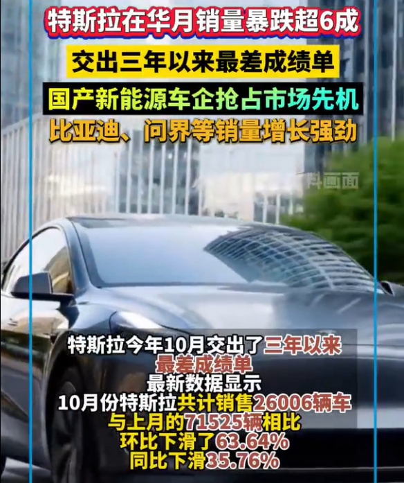 遭遇滑铁卢？特斯拉10月销量锐减 市场份额跌破4%(图3)
