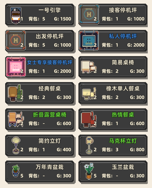 《原地起啡》全地图商店售卖内容介绍