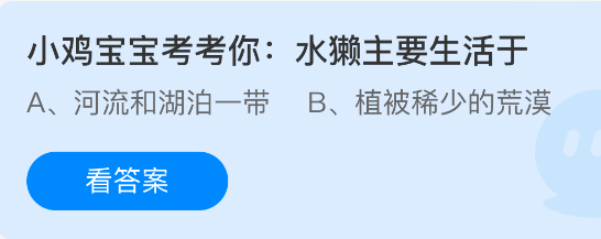 小鸡宝宝考考你：水獭主要生活于(图1)