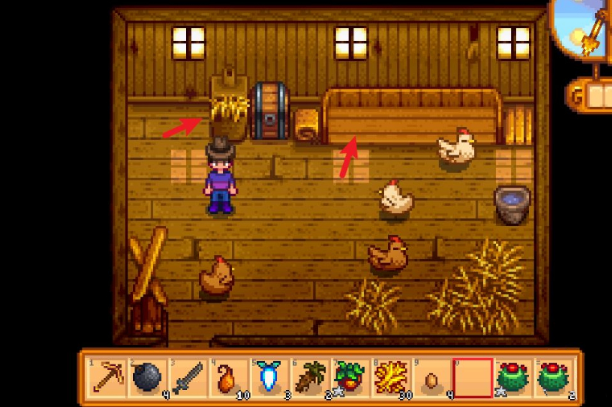 星露谷物语从谷仓拿出干草方法2