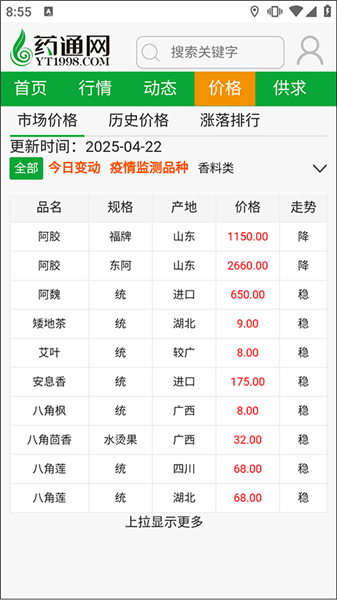 网药通app中药材信息价格查看方法