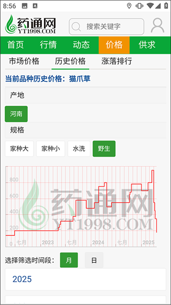 网药通app中药材信息价格查看方法