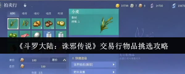 《斗罗大陆：诛邪传说》交易行物品挑选攻略