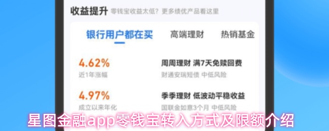 星图金融app零钱宝转入方式及限额介绍