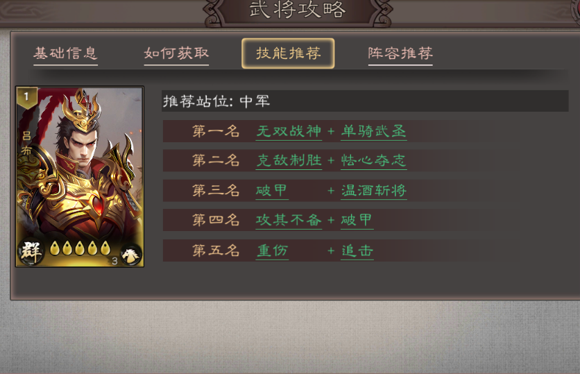 吕布阵容搭配推荐1