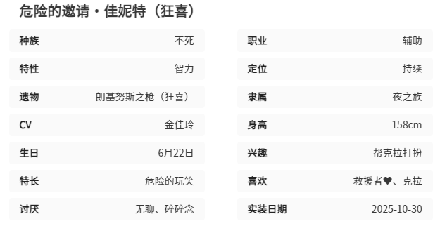 空灵诗篇佳妮特技能属性图鉴